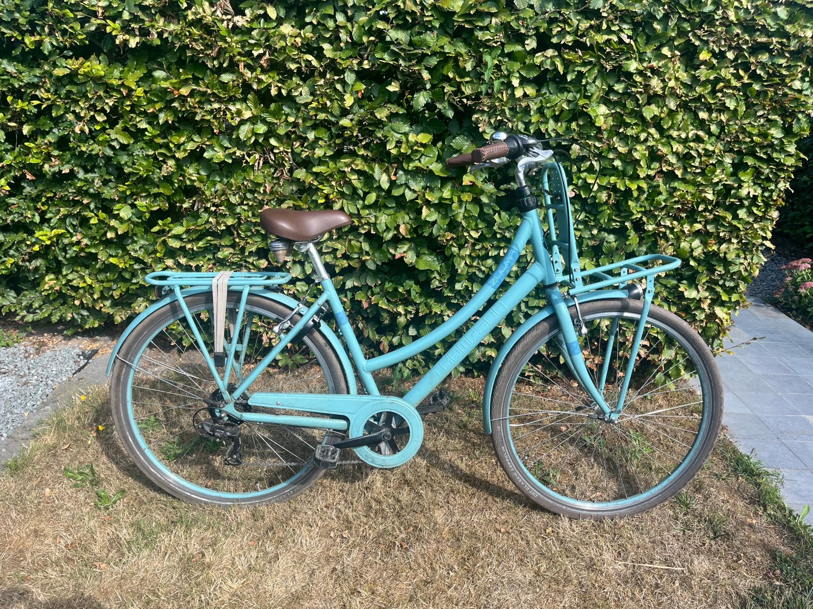 Damesfiets te koop – lichtblauw/turquoise, Gebruikt, Versnellingen, 50 tot 53 cm, Schijfrem