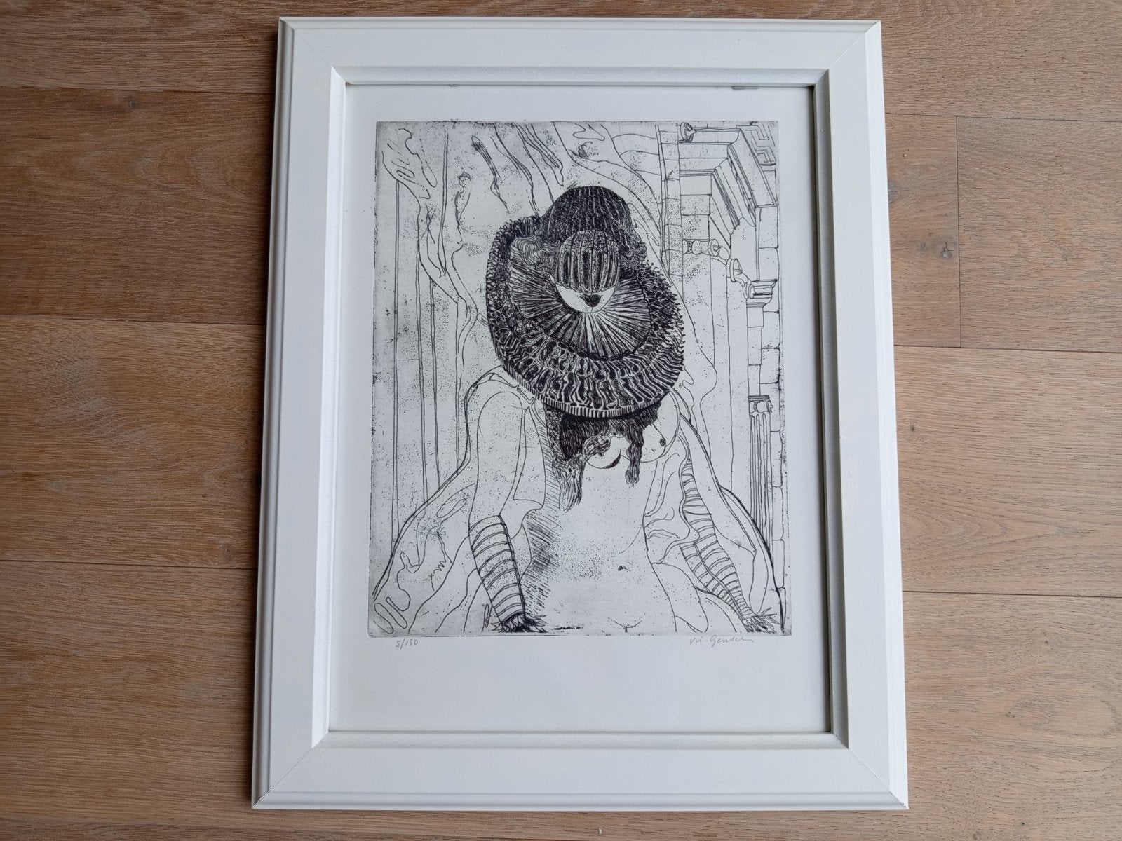 Ets van Vic Gentils, Antiek en Kunst, Ophalen, Ets, Gesigneerd