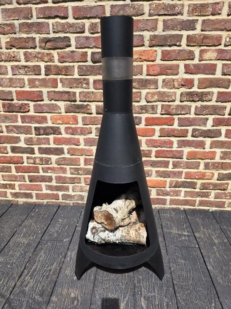 Metalen Tuinhaard met Schouw (Zwart Herspoten), Tuin en Terras, Ophalen, Zo goed als nieuw