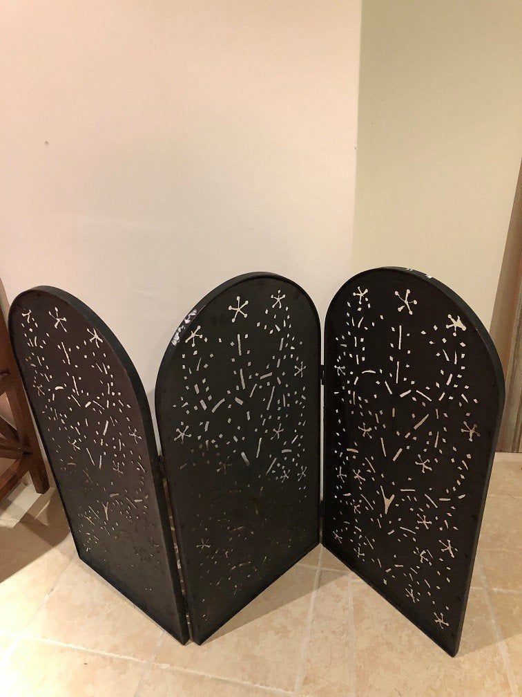 Metalen 3-delig haardscherm RAAMSCHERM WAND PANEEL, Ophalen of Verzenden, Zo goed als nieuw