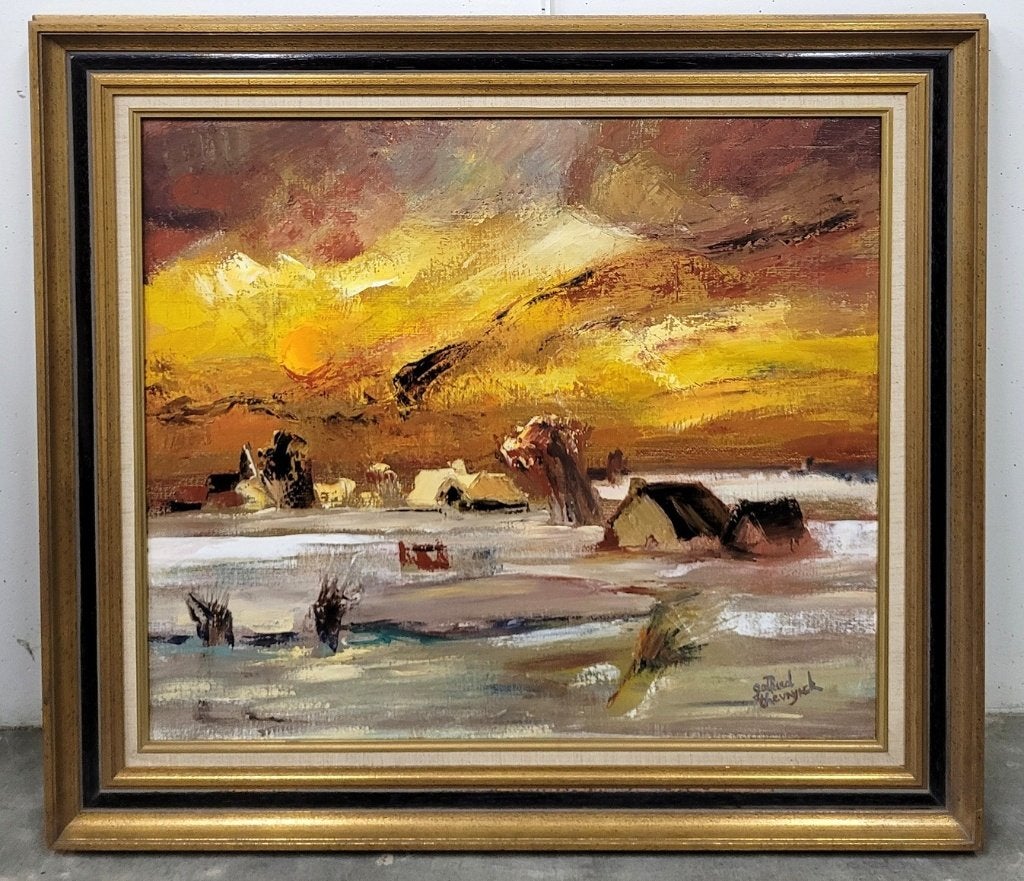 Godfried THEUNYNCK, Winterpoëzie, Enlèvement ou Envoi, Peinture à l'huile, Paysage, Toile