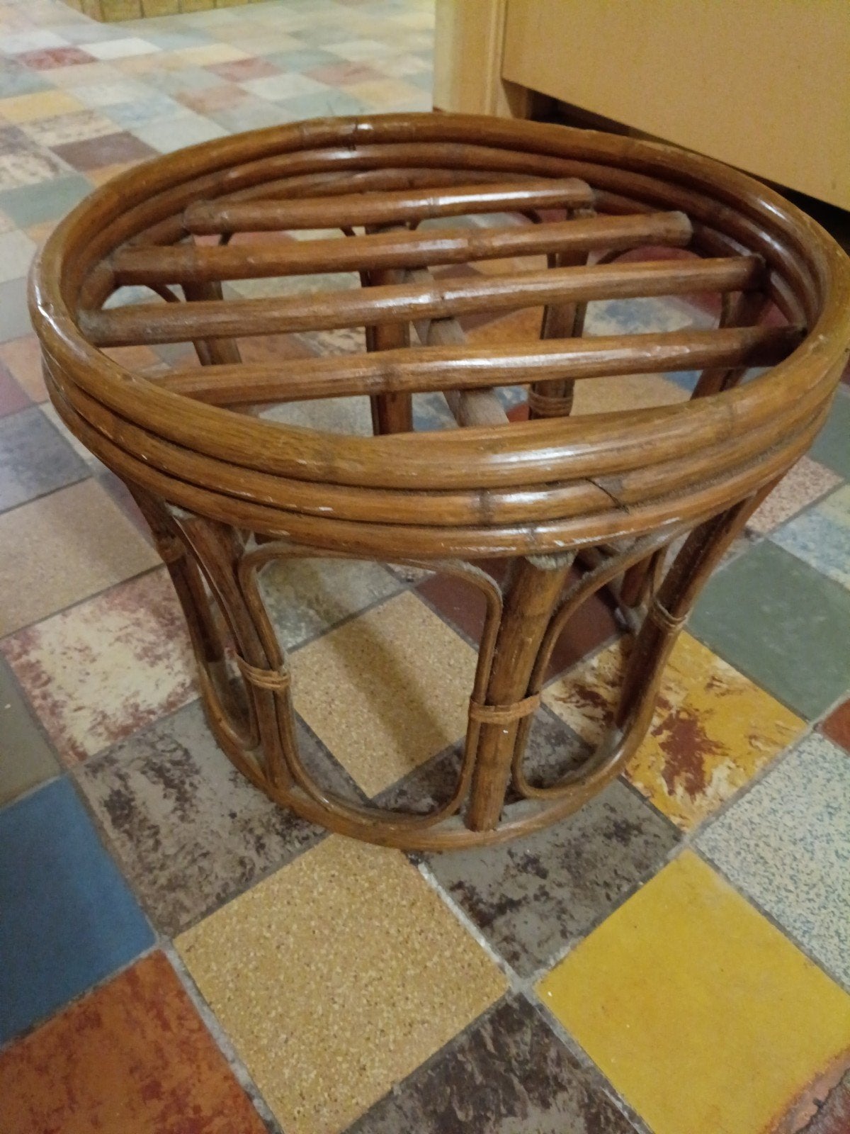 tabouret pouf en rotin, Maison & Meubles, Enlèvement, Utilisé, Bois