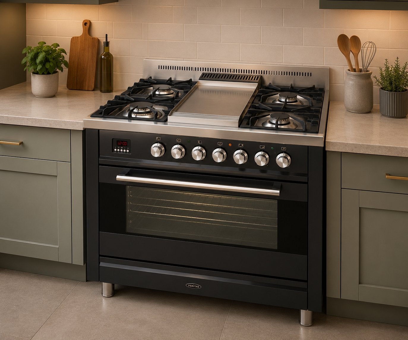 Boretti gasfornuis met grill plaat, Elektronische apparatuur, Fornuizen, Ophalen, Gebruikt, 60 cm of meer, Energieklasse A of zuiniger