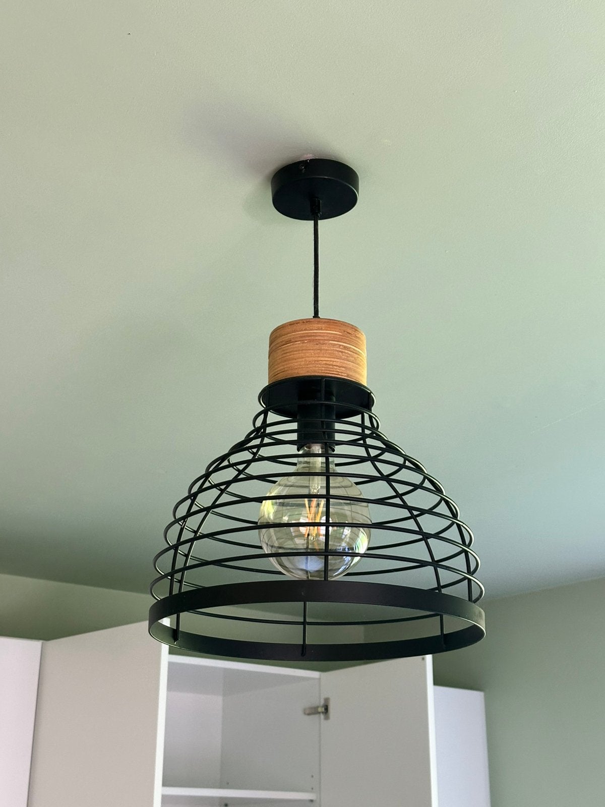Brilliant Hanglamp Avia 35 cm zwart/hout, Ophalen of Verzenden, Zo goed als nieuw, Hout
