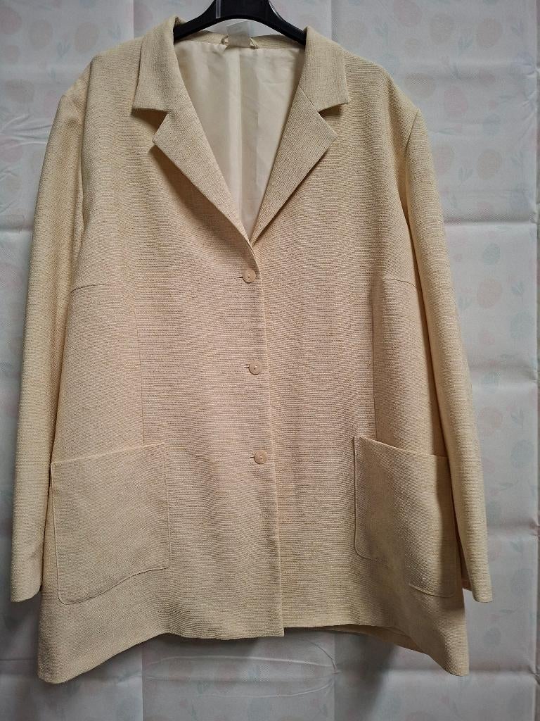 M&S Mode blazer - Crème/zacht geel - Maat 50, Verzenden, Geel, Maat 46/48 (XL) of groter, Zo goed als nieuw