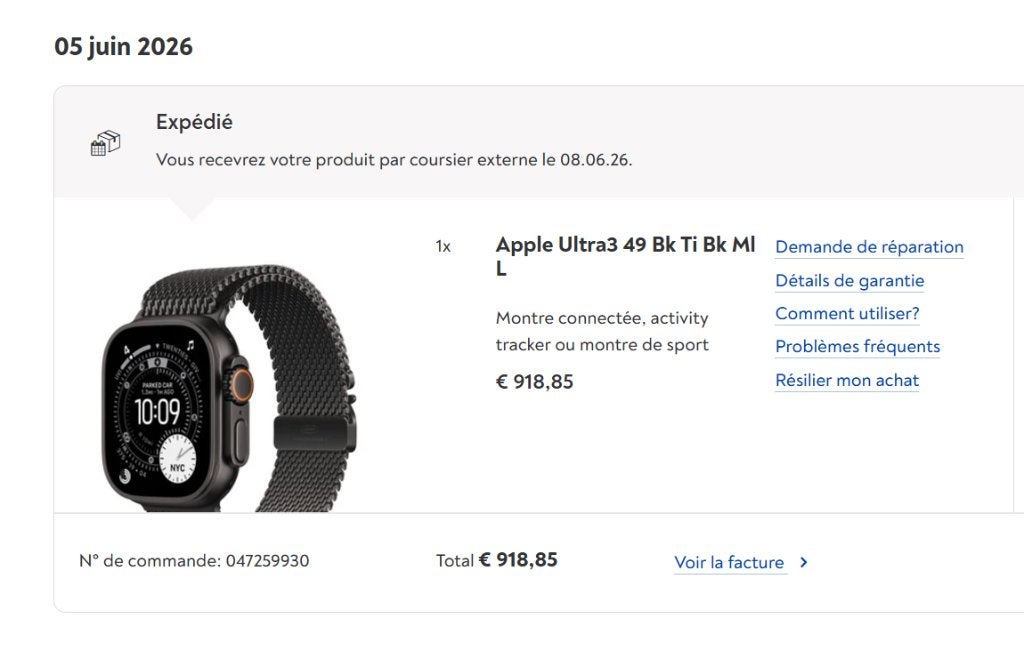 Apple  MONTRE CONNECTER Ultra3 49 Bk Ti Bk Ml L, Neuf, Autres modèles, Enlèvement ou Envoi, Wi-Fi