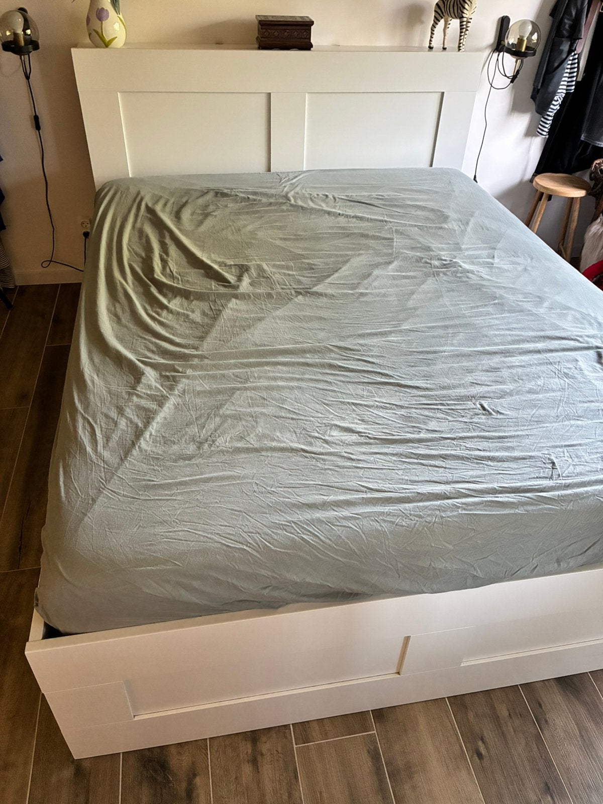 Ikea bed brimnes met bedeinde en schuiven, Huis en Inrichting, Slaapkamer | Bedden, Ophalen, Gebruikt