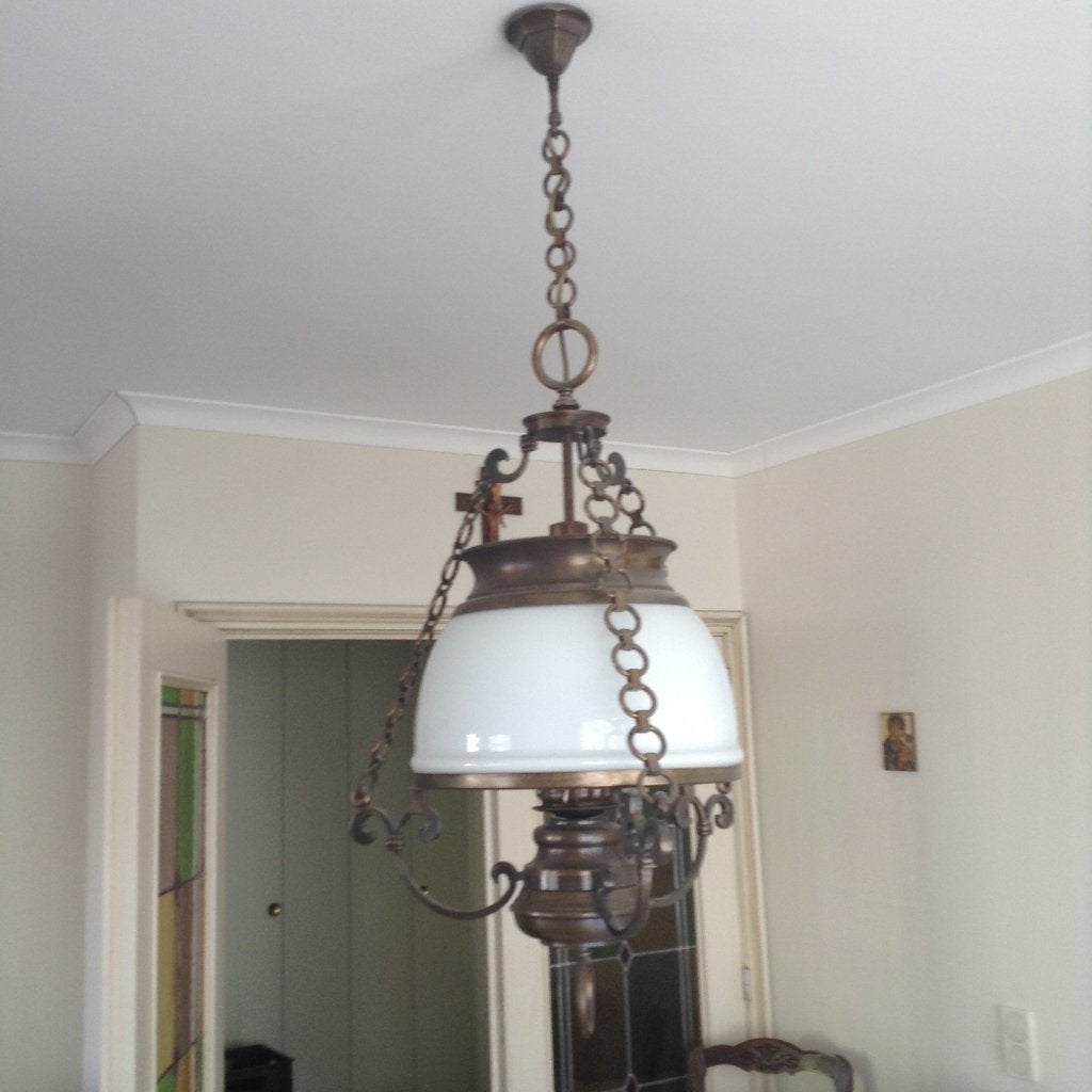 kroonluchter jaren 60 glas en metaal, Huis en Inrichting, Ophalen, Glas