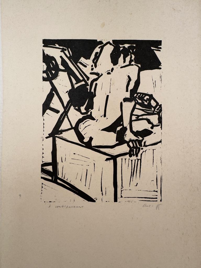 Lucian ( Atelierstudie ), Antiek en Kunst, Kunst | Etsen en Gravures, Ophalen, 40 cm, 1950 - 1999, Overige technieken