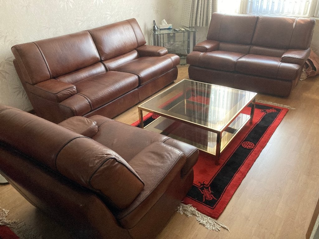 Ensemble complet de fauteuils en cuir, Maison & Meubles, Fauteuils, 75 à 100 cm, Enlèvement, Utilisé, Cuir
