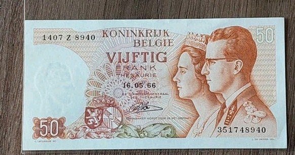 50 belgische frank biljet koninklijk paar FDC, Postzegels en Munten, Ophalen of Verzenden, België, Los biljet