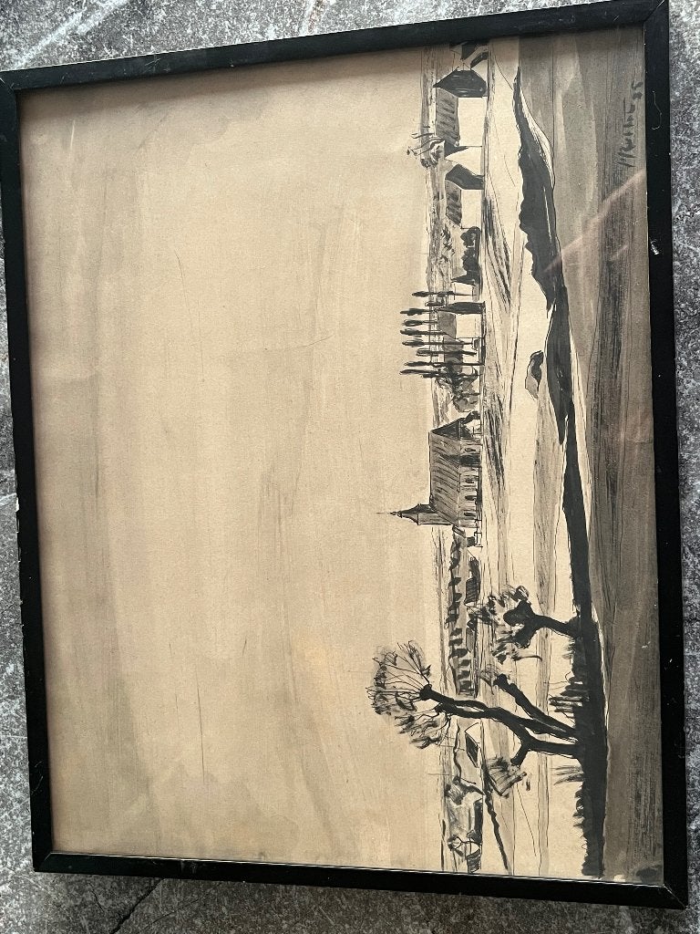 Pentekening, Antiek en Kunst, Landschap, Tekening, Klassiek, Ophalen