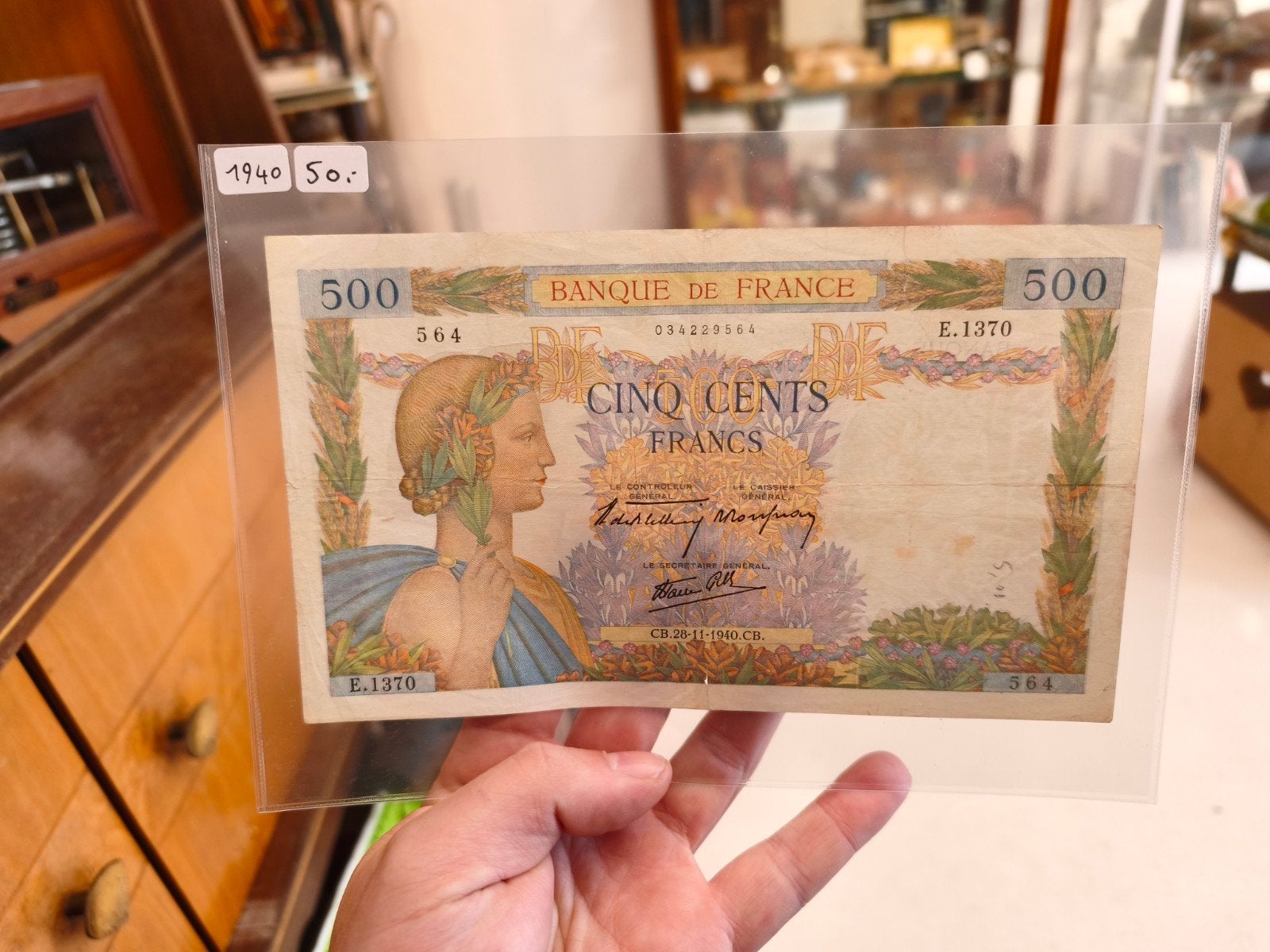 500 frank Frankrijk 1940, Ophalen of Verzenden, Frankrijk