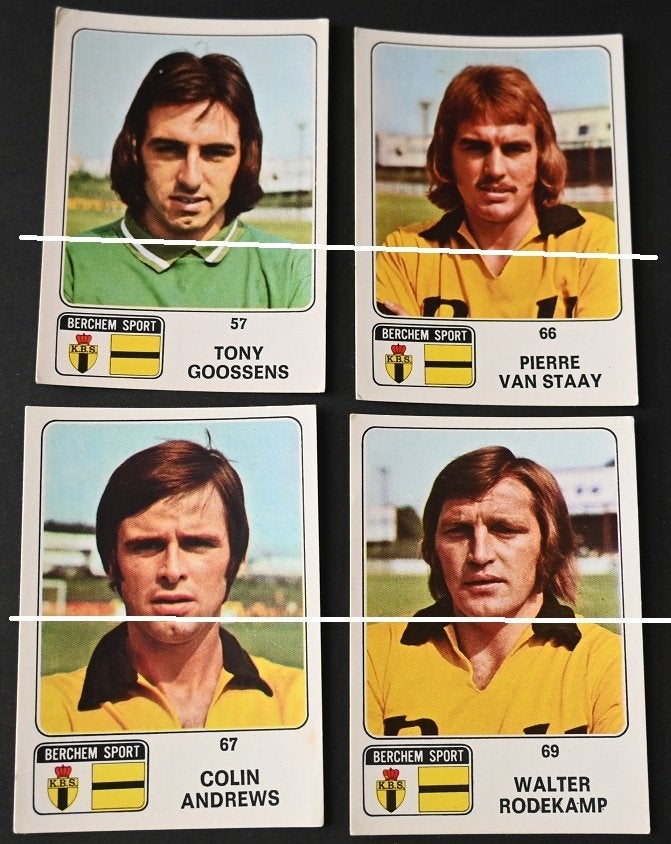 Panini  Football 1973 - 74 / Berchem Sport / 4 spelers, Verzamelen, Verzenden, Zo goed als nieuw, Poster, Plaatje of Sticker