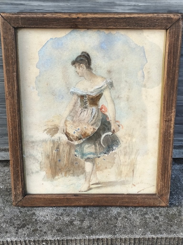 Aquarelle signe luindeman 1891, Antiquités & Art, Art | Peinture | Classique, Aquarelle, Enlèvement ou Envoi