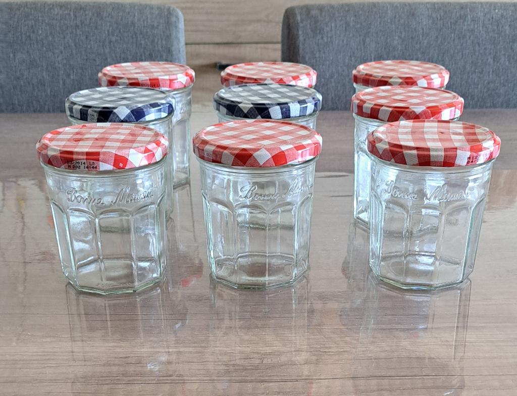 confituur potten 9 stuks, Ophalen, Zo goed als nieuw, Glas, Pot, Bus of Blik