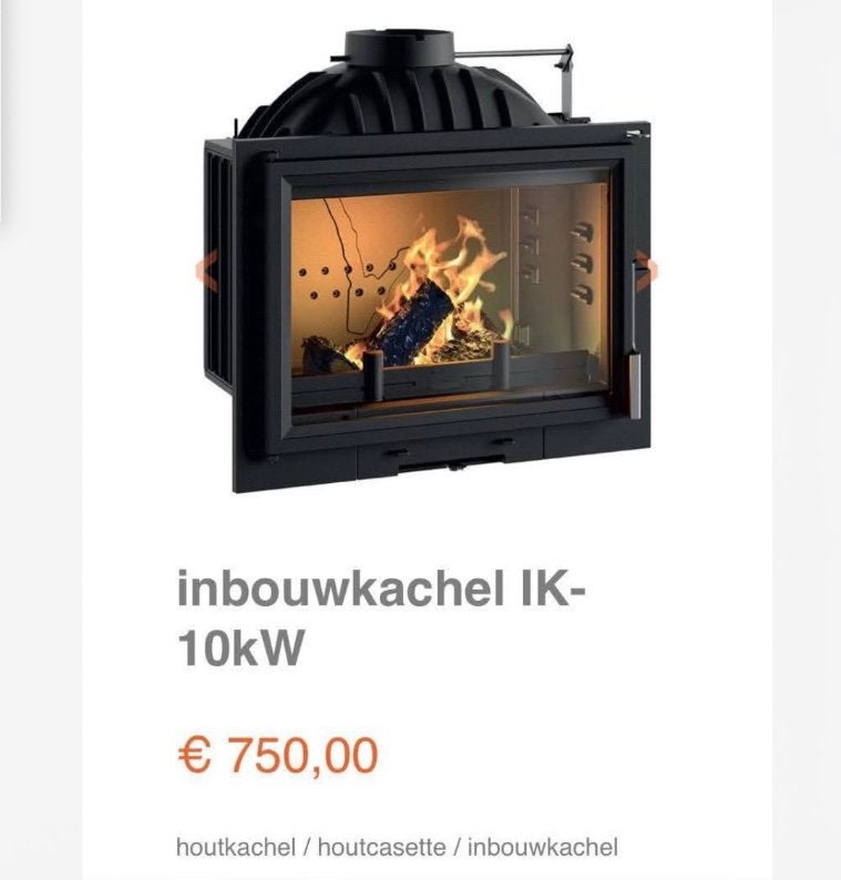 Inbouwkachel 10kw, Encastré, Enlèvement, Utilisé, Bois