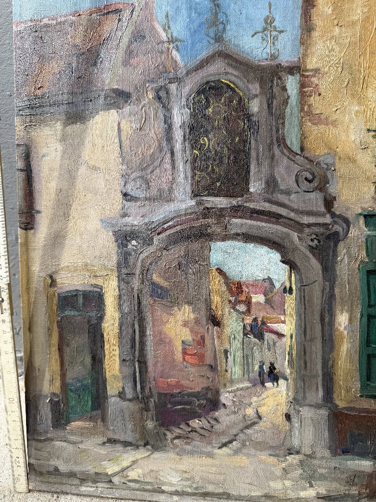 Piet Volckaert (1902-1973) – Ruelle de Bruxelles – Huile, Enlèvement ou Envoi, Peinture à l'huile, Signé, Toile