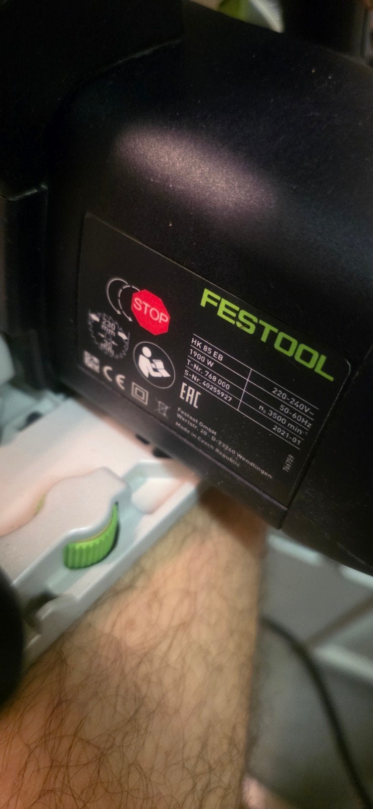 Festool: HK 85 EB-Plus cirkelzaag + FSK 420 rail, Doe-het-zelf en Bouw, Ophalen, Cirkelzaag