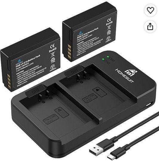 Canon EOS 2 x batterijen LP-E10 1600 mAh nieuw, TV, Hi-fi & Vidéo, Appareils photo numériques, Enlèvement, Neuf, Reflex miroir