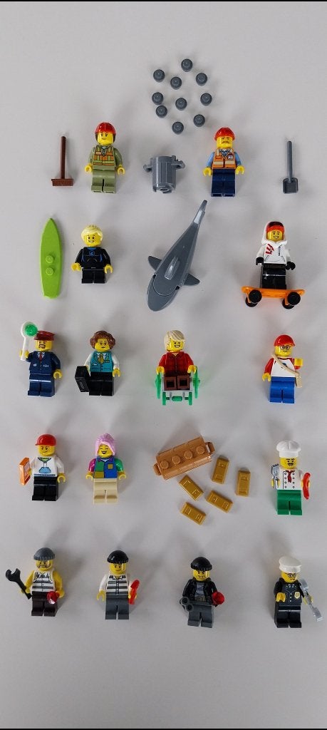 Lego 15 minifiguren met accessoires + haai (Nieuw!), Neuf, City, Enlèvement ou Envoi, Lego