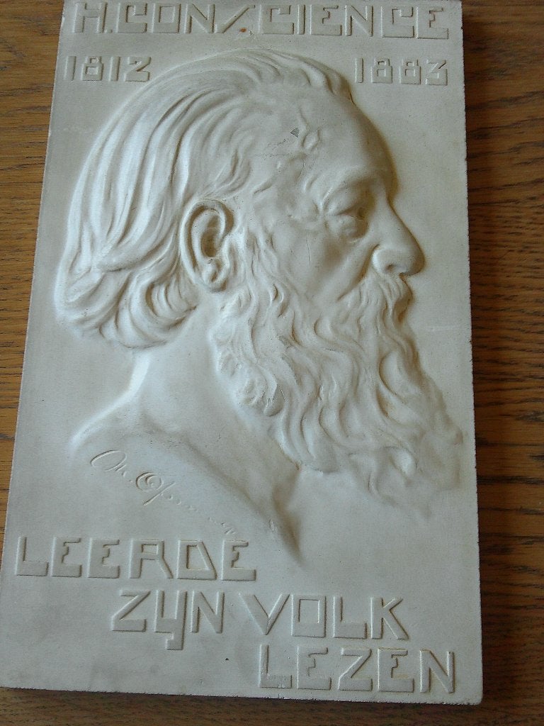 ÉCRIVAIN FOLKLORIQUE BELGE H.CONSCIENCE 1812-1883, Antiquités & Art, Art | Sculptures & Bois, Gips, Art deco, Envoi
