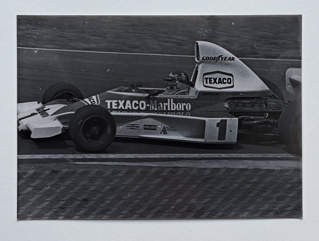 Originele F1-foto Emerson Fittipaldi – McLaren – Zolder 1975, 1960 tot 1980, Gebruikt, Foto, Ophalen of Verzenden