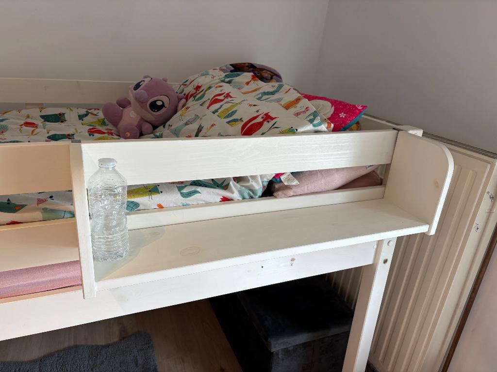 Lit 90 x 200, Huis en Inrichting, Slaapkamer | Bedden, Ophalen, Gebruikt, 90 cm, Eenpersoons