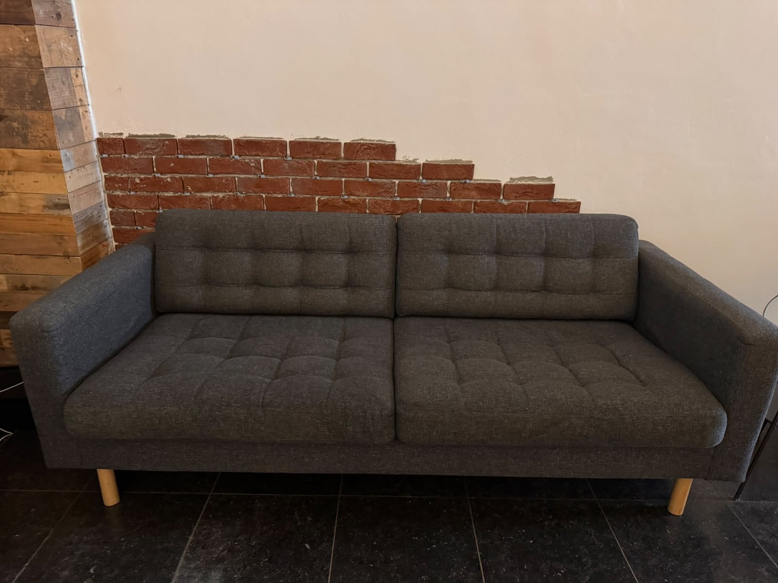 Fauteuil + canapé en tissu gris Ikea Landskrona, Maison & Meubles, 200 à 250 cm, Banc droit, Bois, Enlèvement
