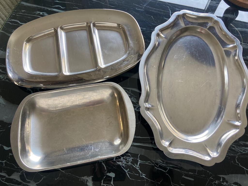 Setje inox schotels, Ophalen, Inox