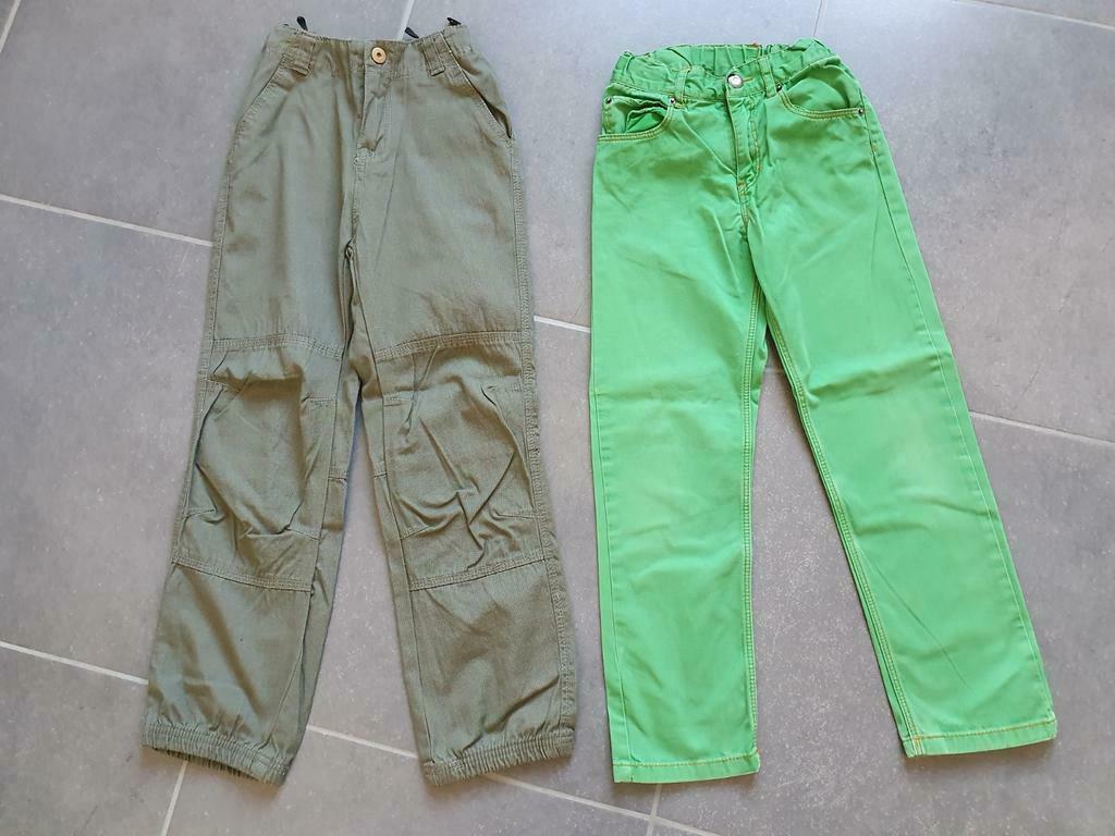 groene verstelbare broeken- maat 128, Ophalen, Zo goed als nieuw, Jongen, Broek