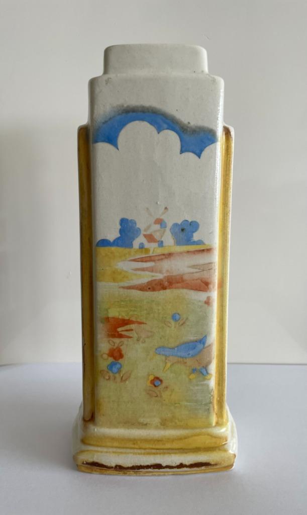 Art Deco vaas A.M.C. Spritzdekor #306. Hollands landschap, Ophalen of Verzenden