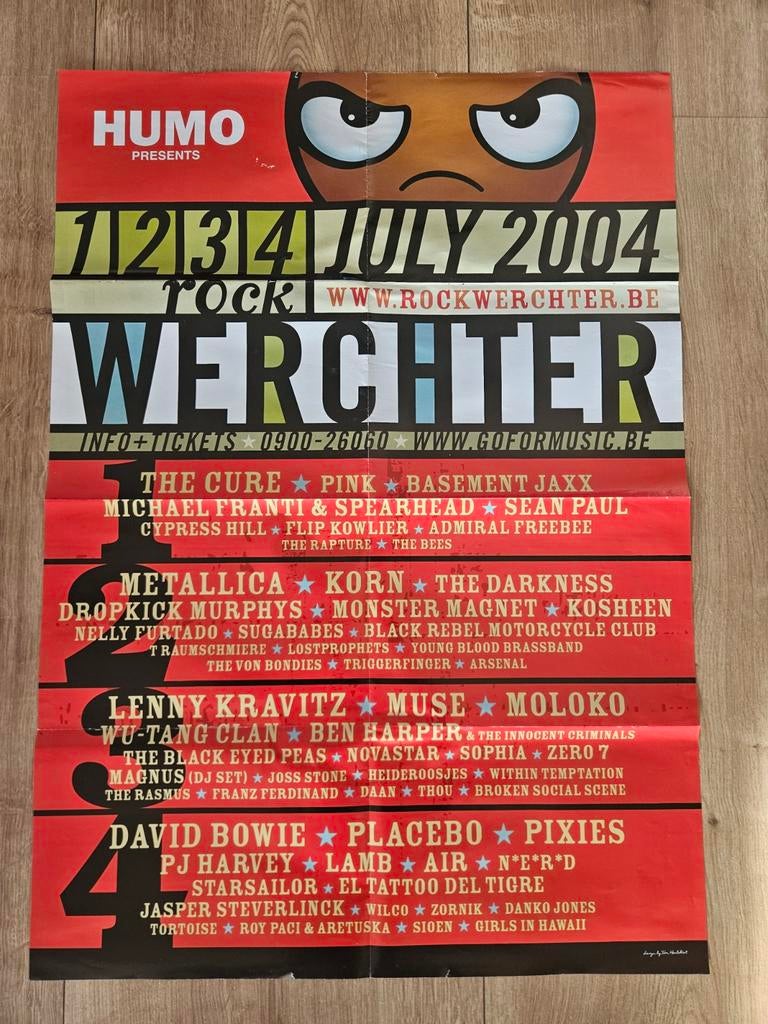 Affiche rock werchter 2004, Enlèvement ou Envoi, Comme neuf, Affiche, Œuvre d'art ou Peinture