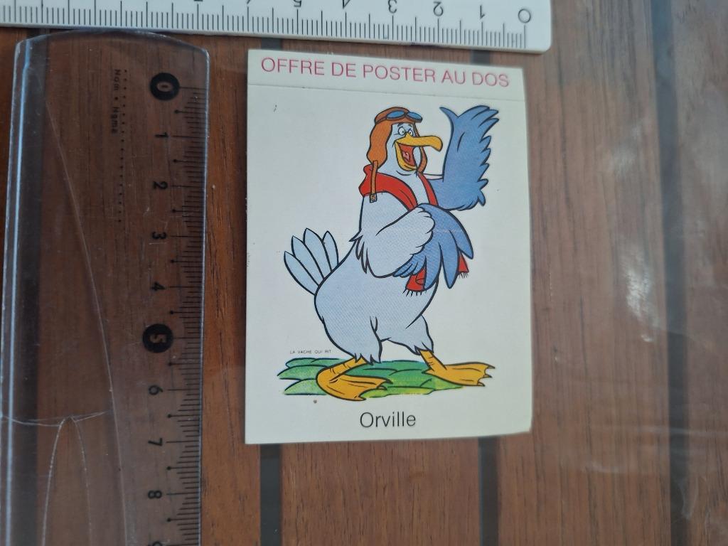Vintage sticker La vache qui rit Orville, les aventures, Ophalen of Verzenden, Zo goed als nieuw, Merk