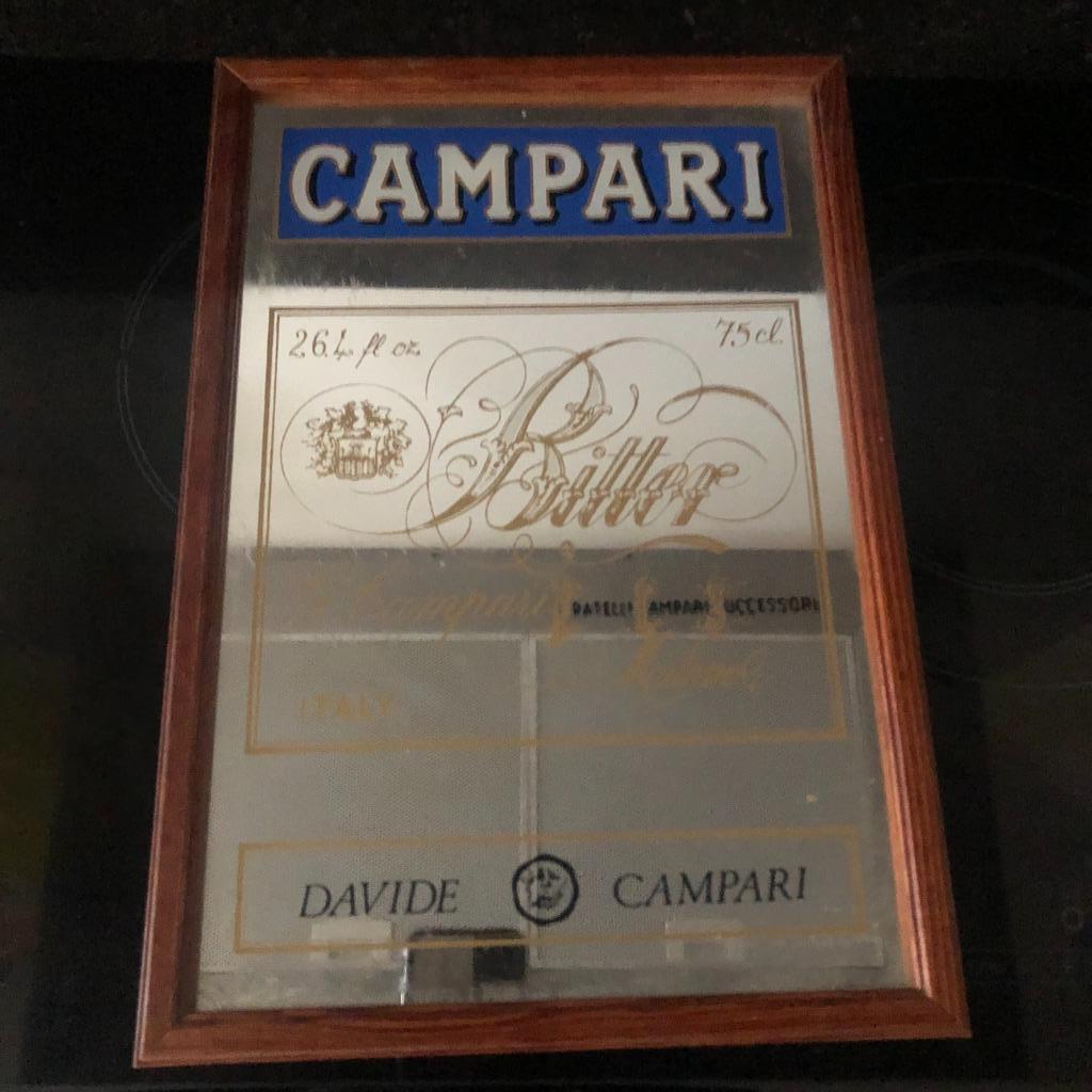 oude campari bitter bar spiegel voor verzamelaars, Verzamelen, Merken en Reclamevoorwerpen, Ophalen of Verzenden, Gebruikt, Reclamebord