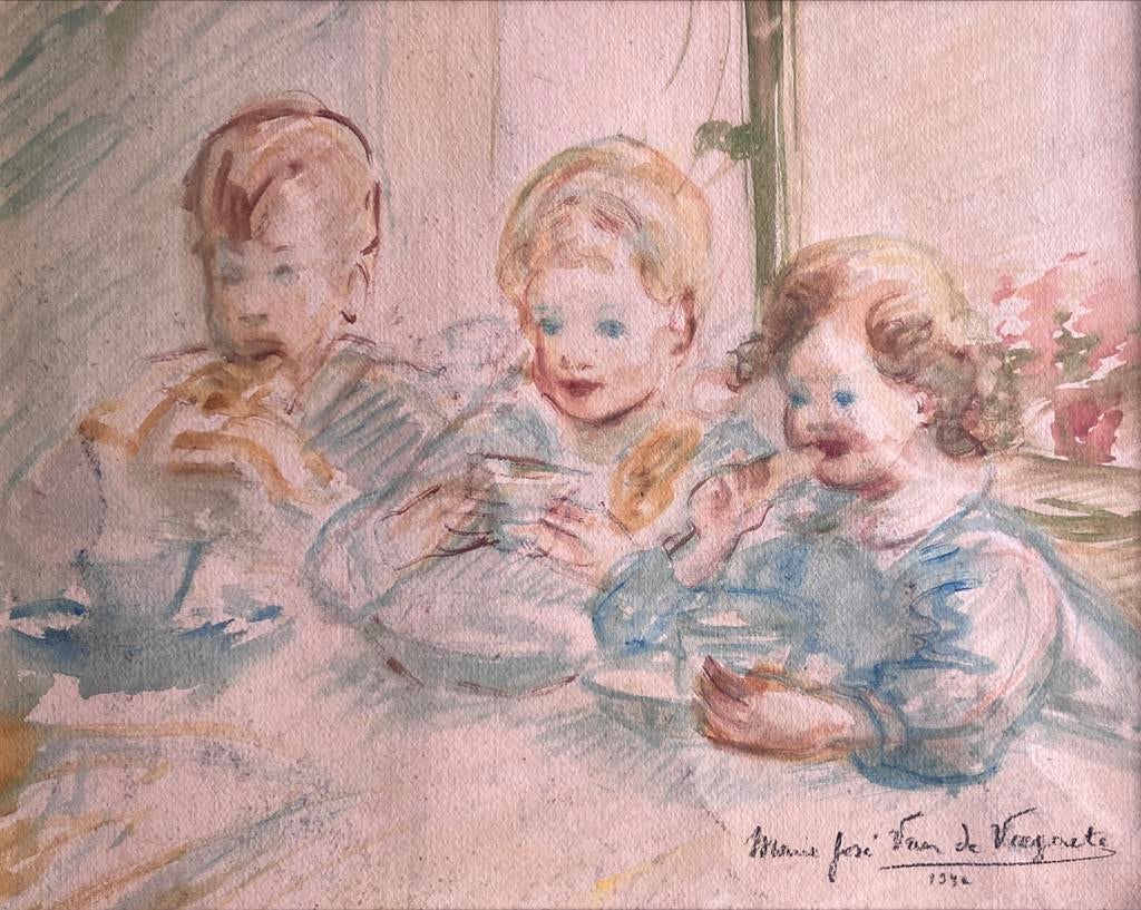 aquarel Marie-José Van de Veegaete (1917-2005), Enlèvement ou Envoi