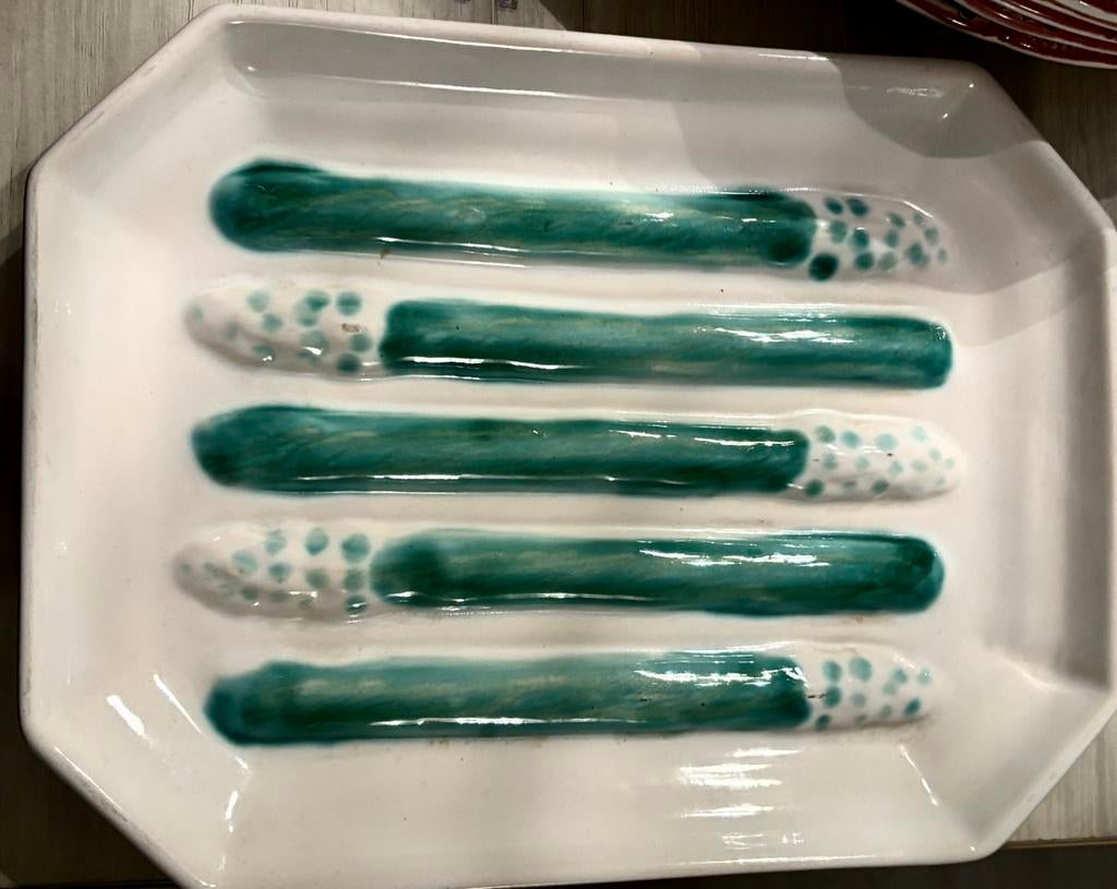 Plat  à asperges barbotine ancien, Enlèvement ou Envoi