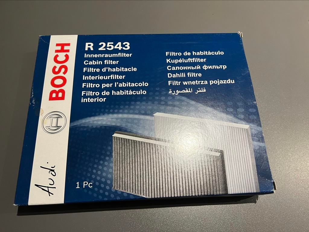 Filtre d’habitacle Bosch R 2543 à charbon actif pour Audi A3, Neuf