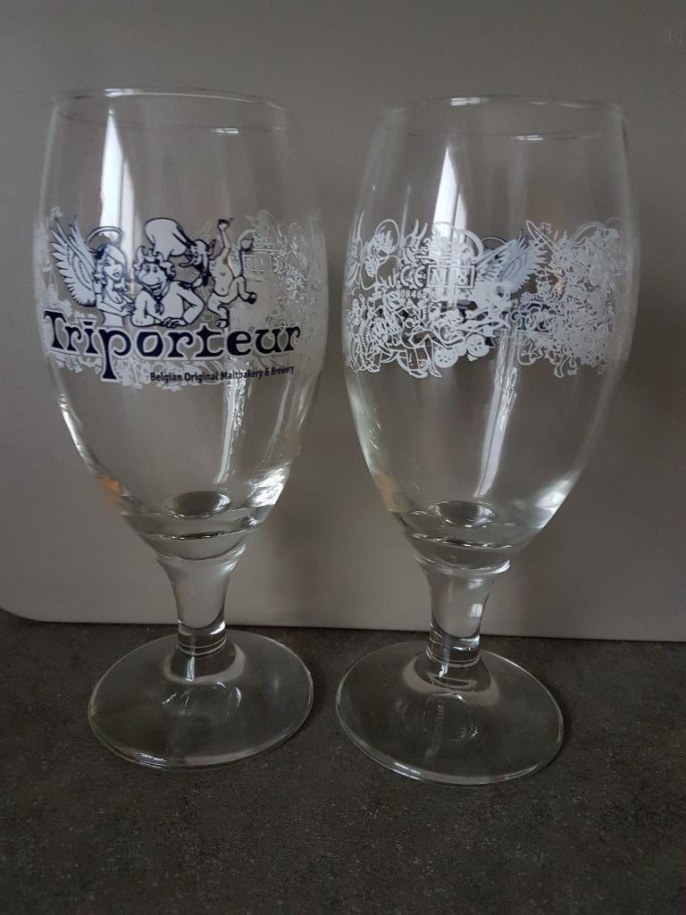 Bierglazen Triporteur 2 stuks, Verzamelen, Ophalen, Nieuw, Bierglas