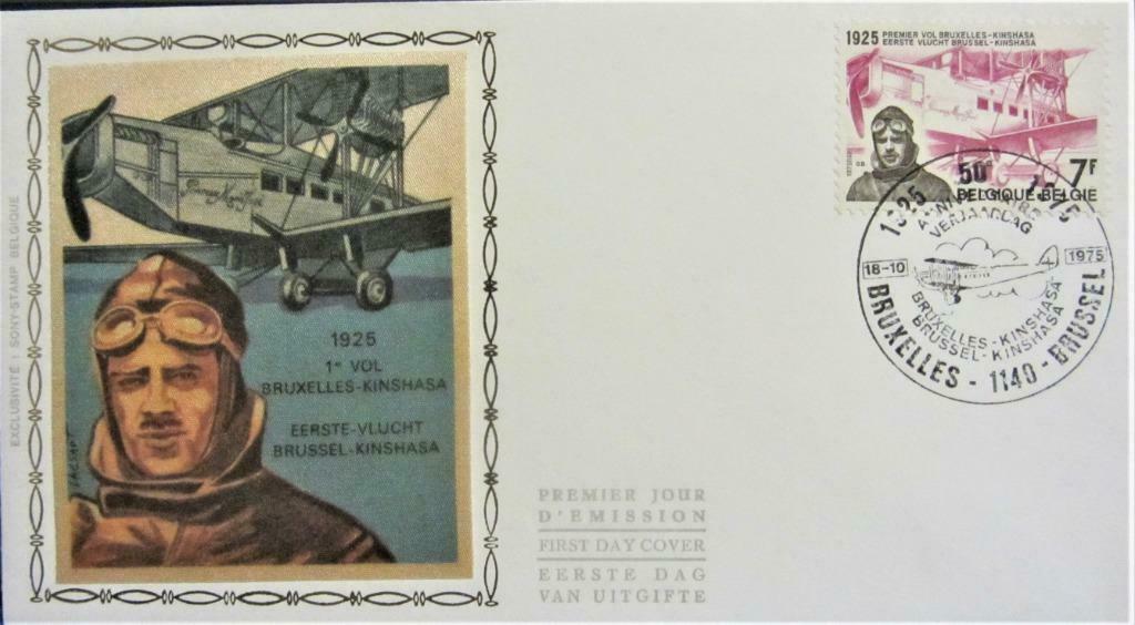 FDC OP ZIJDE- BELGIË- 1e VLUCHT BRUSSEL-KINSHASA, Enlèvement ou Envoi, Affranchi, Avions