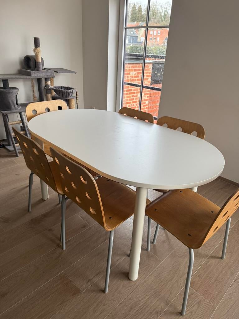 Tafel en zes stoelen, Enlèvement, Utilisé, Cinq personnes ou plus