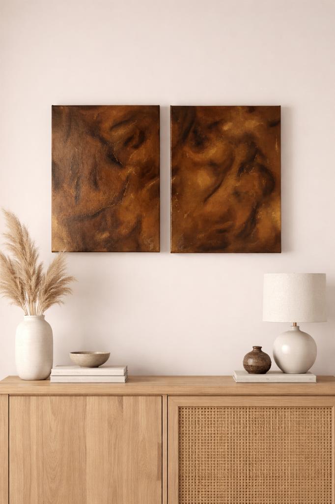 Peinture en diptyque - Les échos ardents du silence I + II, Enlèvement