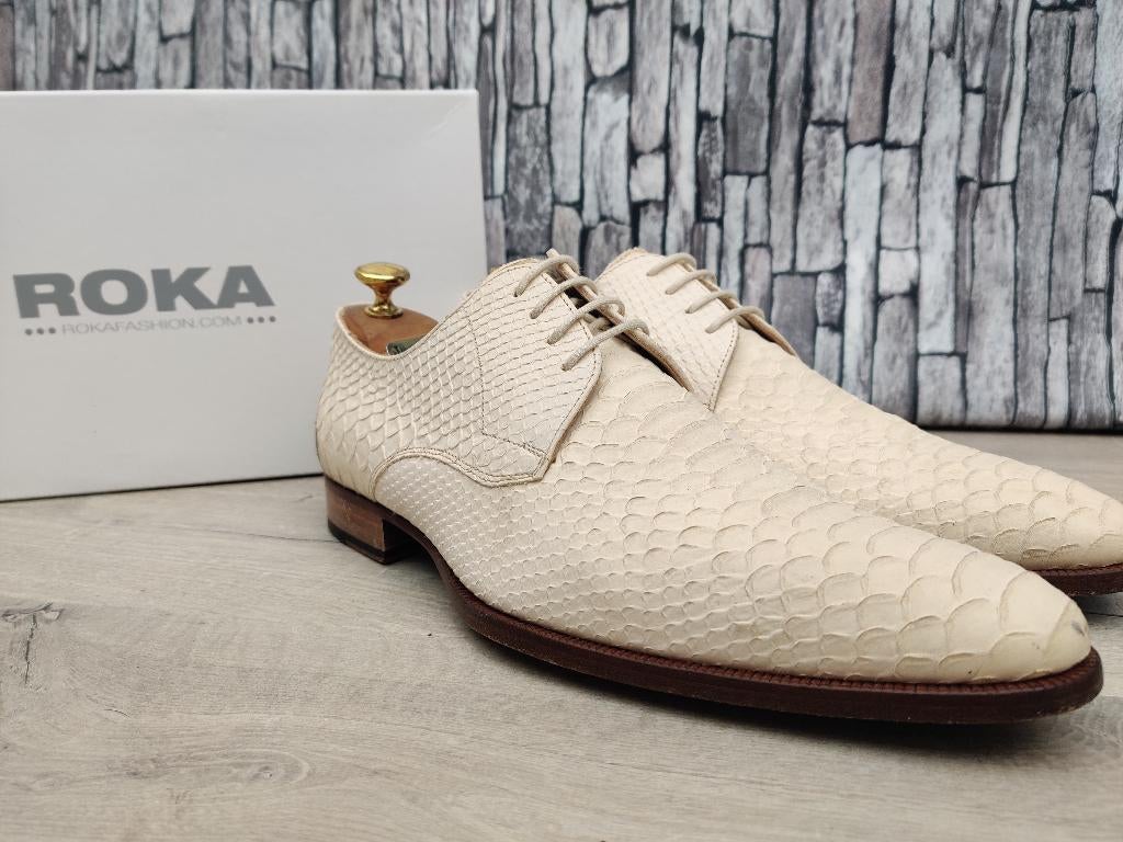 Roka Beige Croco schoenen voor heren - Maat 43 (9UK), Roka, Verzenden, Wit, Zo goed als nieuw