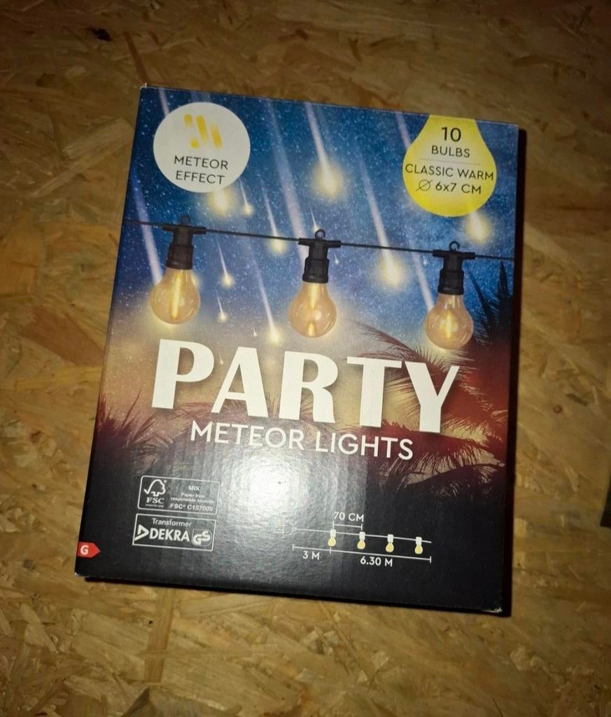 Party Meteor Lights Lichtslingers - Nieuw - 6,30 m, Tuin en Terras, Ophalen of Verzenden