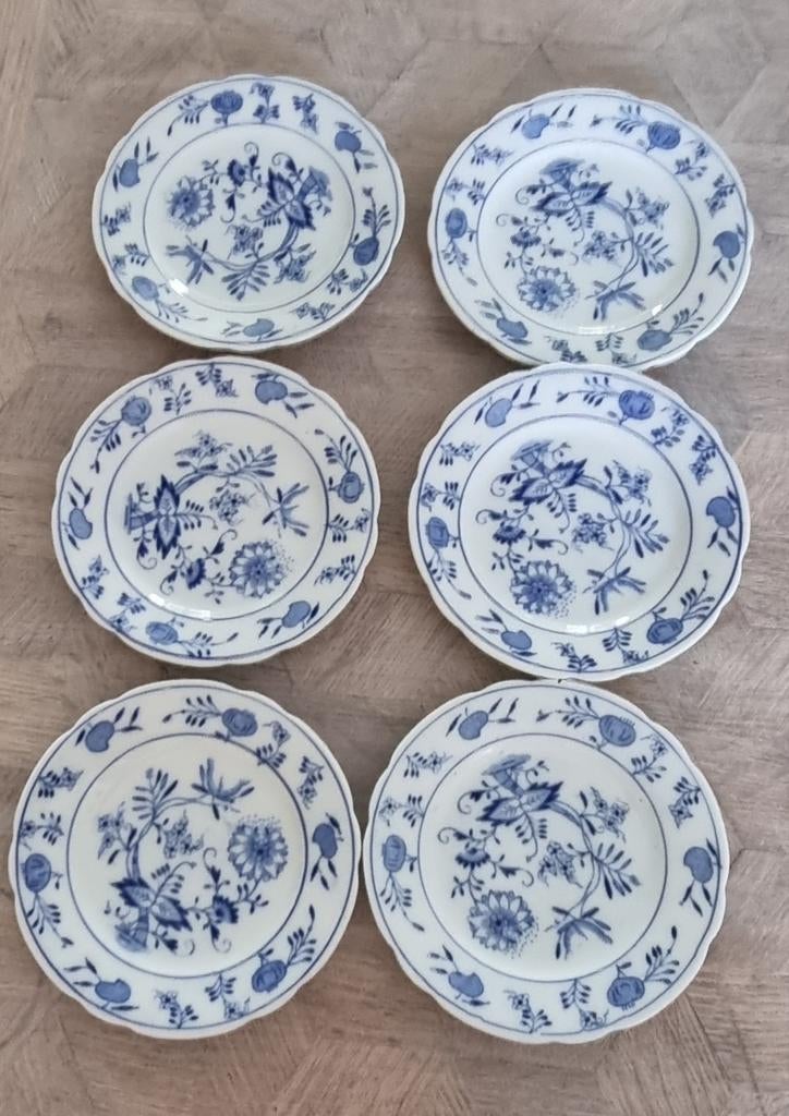 Oignon bleu Petrus Regout 6 assiettes anciennes, Enlèvement ou Envoi
