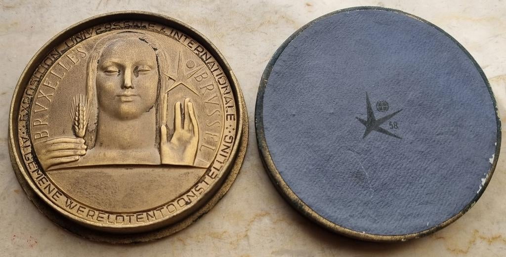 Bronzen medaille Expo '58 / Origineel etui, Timbres & Monnaies, Monnaies | Belgique, Enlèvement ou Envoi, Bronze, Monnaie en vrac