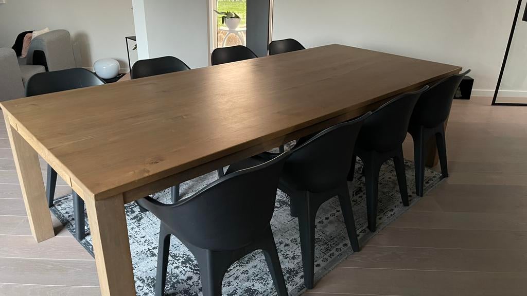 Massief eikenhouten luxe tafel XL- 3m15 op 1m10, Huis en Inrichting, Tafels | Eettafels, Zo goed als nieuw, Eikenhout, Ophalen