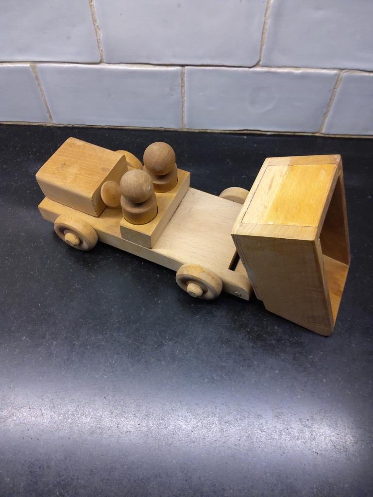 VINTAGE HOUTEN VRACHTWAGEN MET KIPBAK (eind jaren ´70), Ophalen of Verzenden, Zo goed als nieuw