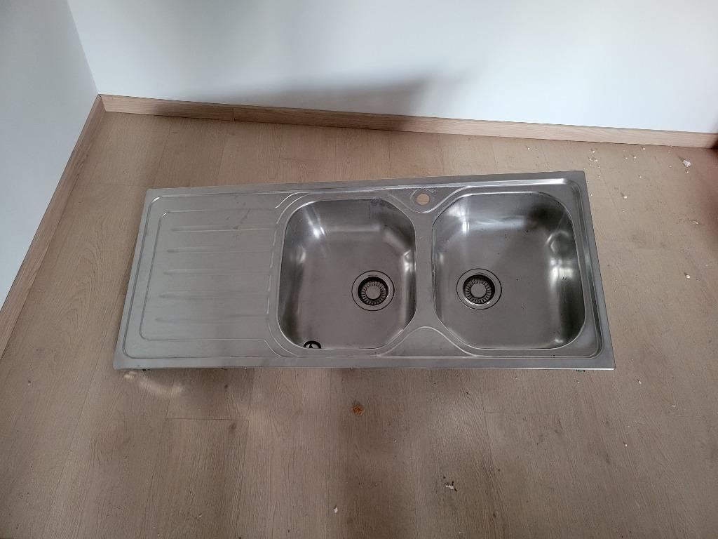 FRANKE Spoelbak RVS dubbel, Doe-het-zelf en Bouw, Ophalen, Zo goed als nieuw, Inox, Wastafel