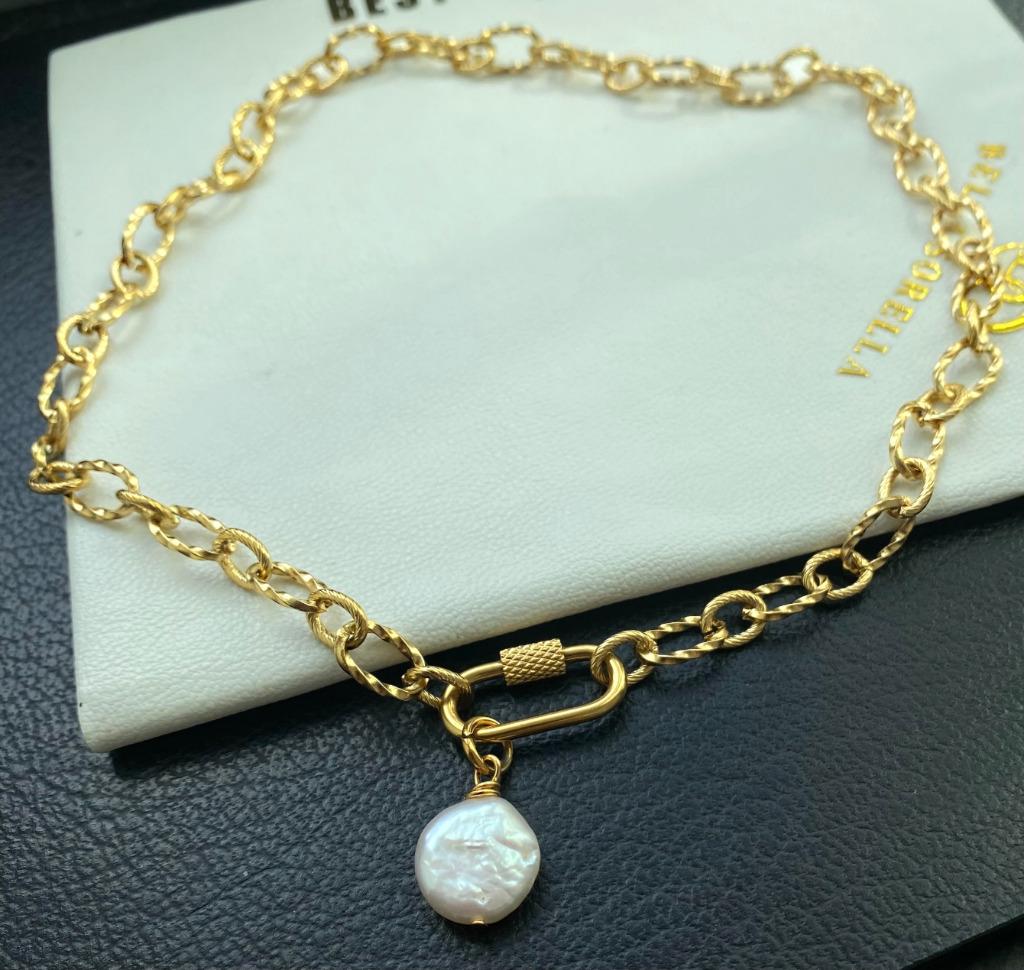 ketting hanger natuurlijke parel verguld 18K, Handtassen en Accessoires, Kettingen, Nieuw, Wit, Met hanger, Ophalen of Verzenden
